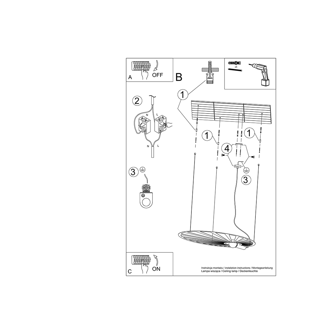 Lampa wisząca LEHDET biała - 13748