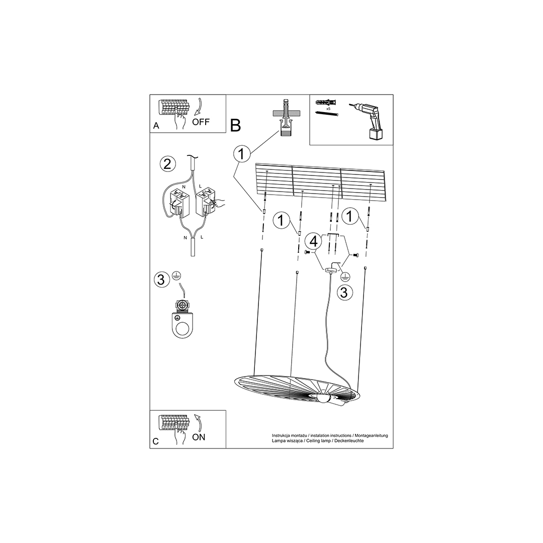 Lampa wisząca LEHDET czarna - 13759