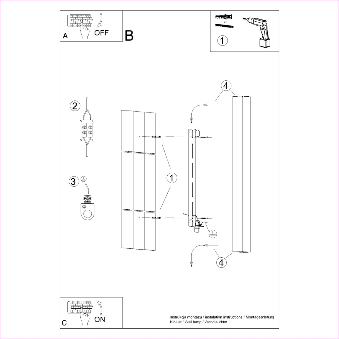 Kinkiet FREYA 60 czarny - 17093