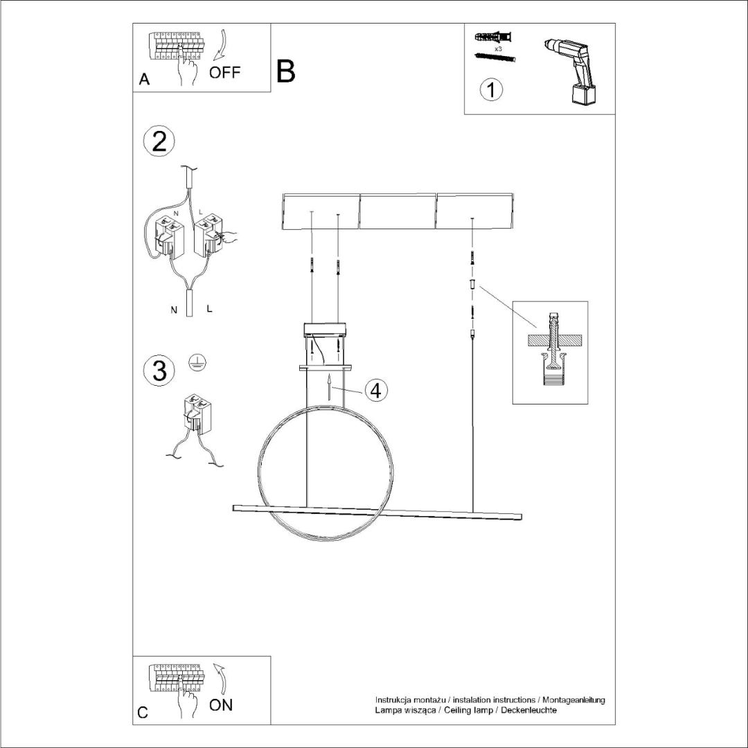 Lampa wisząca GLAD biała LED 4000K - 19239