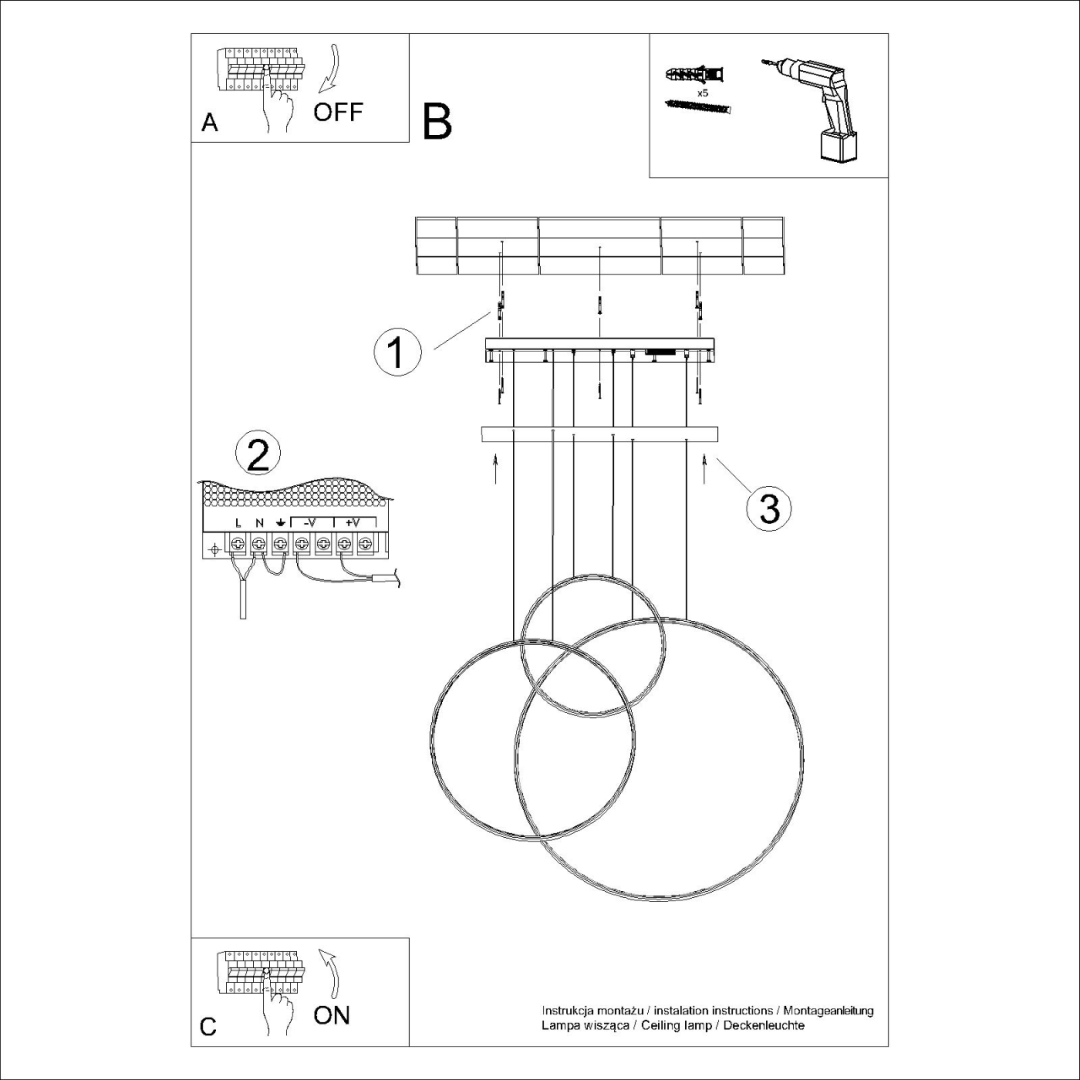 Lampa wisząca RIO 3 55/78/110 biała LED 3000K - 19821