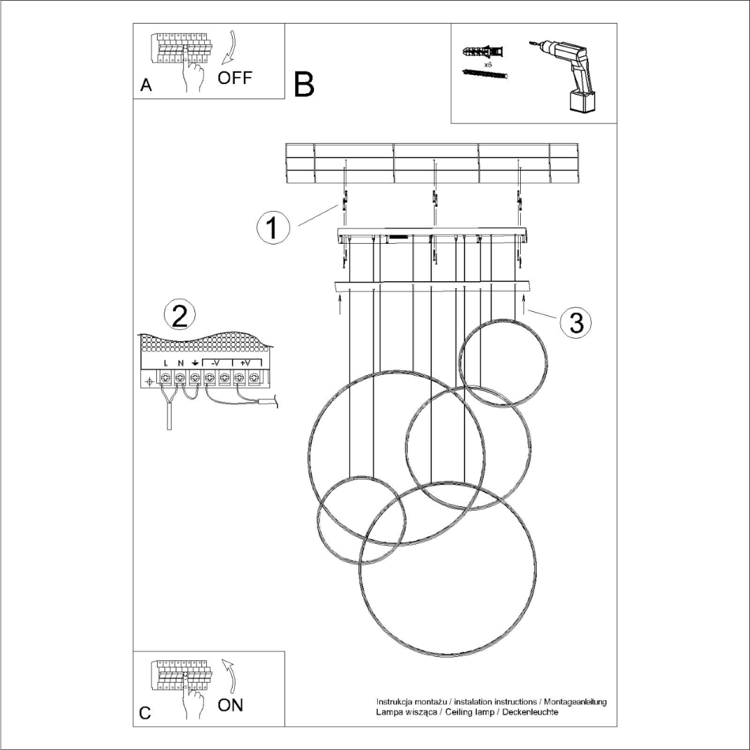 Lampa wisząca RIO 5 55/55/78/110/110 biała LED 4000K - 19896