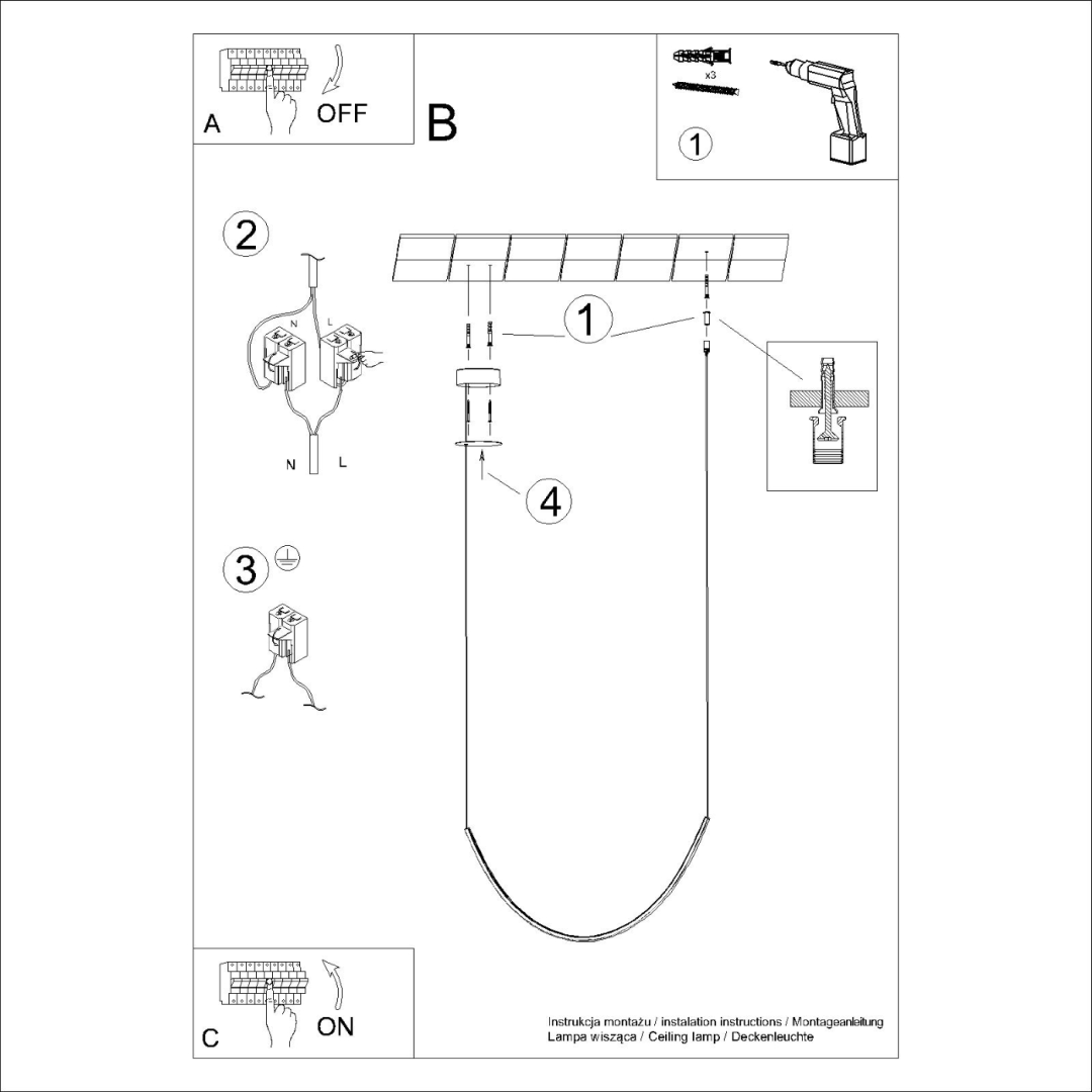 Żyrandol ALVAR 1 czarny LED 3000K - 19926