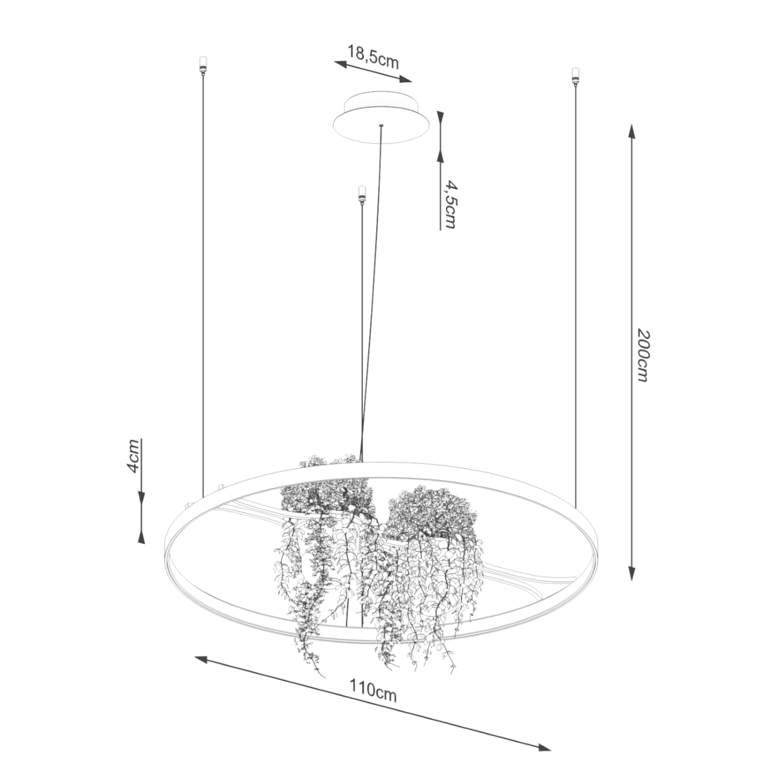 Żyrandol RIO BIO 110 czarny LED 3000K - 19985
