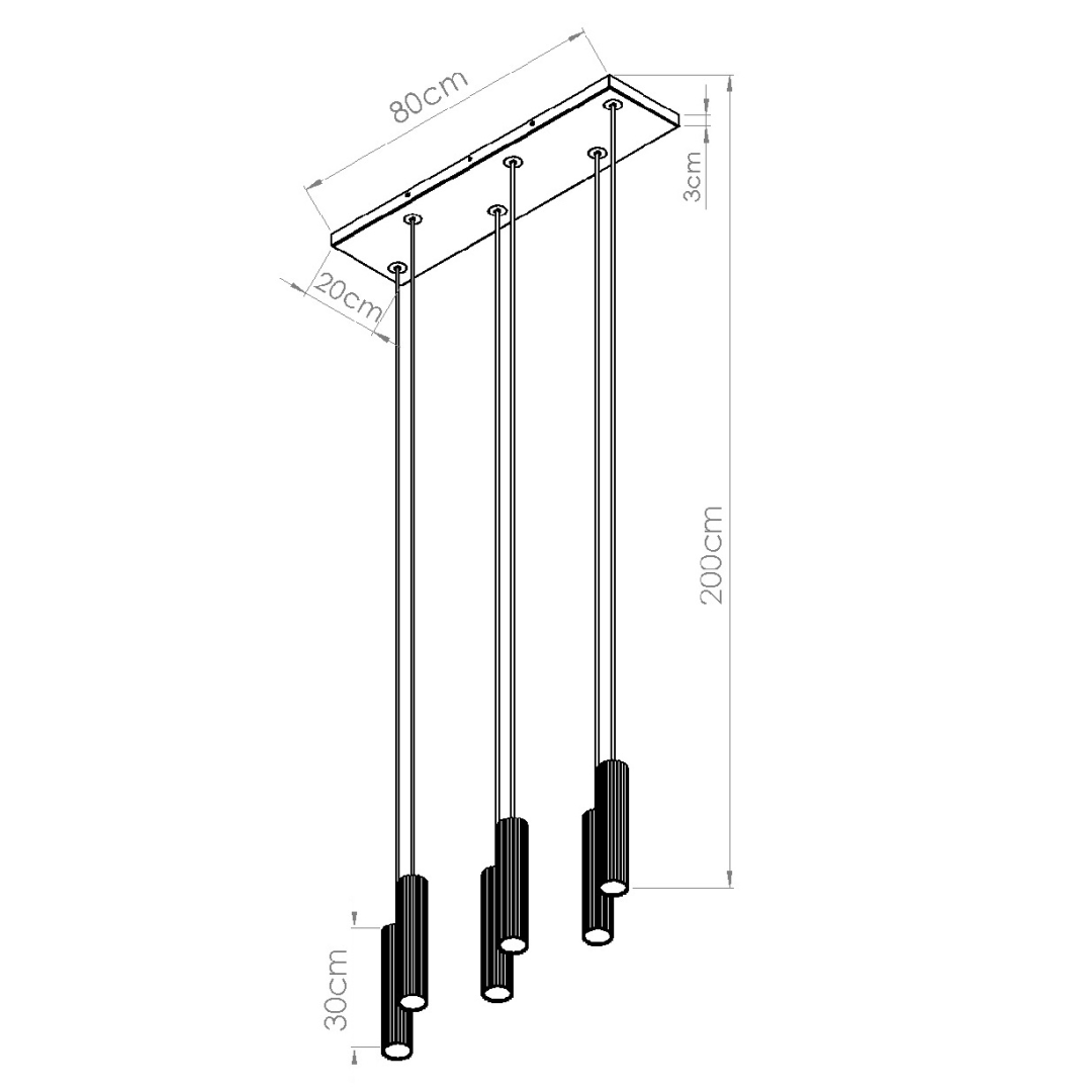 Lampa wisząca IVAR 6L czarna LED 3000K - 22633
