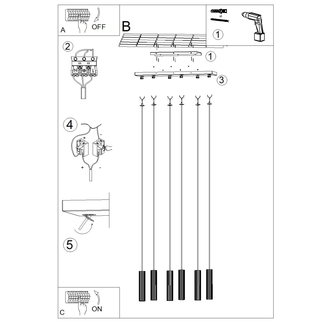 Lampa wisząca IVAR 6L zielona oliwka LED 4000K - 22711